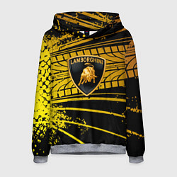 Толстовка-худи мужская Lamborghini - Следы от шин, цвет: 3D-меланж