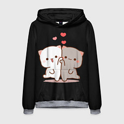 Толстовка-худи мужская Кошачья любовь навсегда Kitty love forever, цвет: 3D-меланж