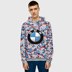 Толстовка-худи мужская BMW M PATTERN LOGO, цвет: 3D-меланж — фото 2