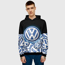 Толстовка-худи мужская Volkswagen Большое лого паттерн, цвет: 3D-черный — фото 2