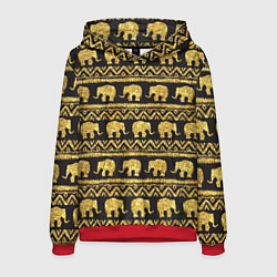 Толстовка-худи мужская Золотые слоны, цвет: 3D-красный