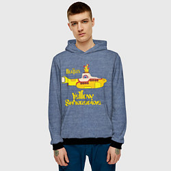 Толстовка-худи мужская On a Yellow Submarine 3D, цвет: 3D-черный — фото 2