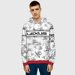Толстовка-худи мужская LEXUS BIG EMBLEMA PATTERN, цвет: 3D-красный — фото 2
