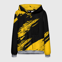 Толстовка-худи мужская BLACK AND YELLOW GRUNGE ГРАНЖ, цвет: 3D-меланж