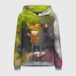 Толстовка-худи мужская Лягушка хулиган Frog hooligan, цвет: 3D-меланж