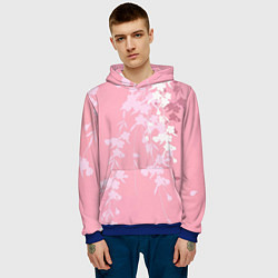 Толстовка-худи мужская Цветущая ива, цвет: 3D-синий — фото 2