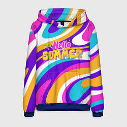 Толстовка-худи мужская Привет Лето 3d Hello Summer, цвет: 3D-синий