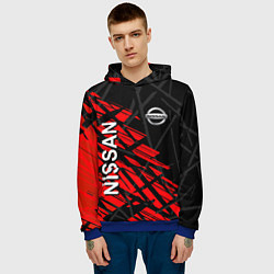 Толстовка-худи мужская Nissan Ниссан Красно черный, цвет: 3D-синий — фото 2