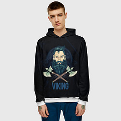 Толстовка-худи мужская Viking!, цвет: 3D-белый — фото 2