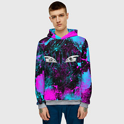 Толстовка-худи мужская ГЛАЗА АКАЗЫ ГЛИТЧ, цвет: 3D-меланж — фото 2