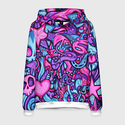 Толстовка-худи мужская Acid graffiti with skulls, цвет: 3D-белый
