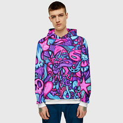 Толстовка-худи мужская Acid graffiti with skulls, цвет: 3D-белый — фото 2