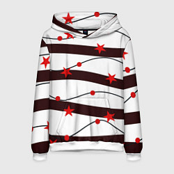 Толстовка-худи мужская Красные Звезды На Волнах, цвет: 3D-белый