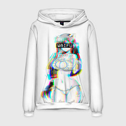 Толстовка-худи мужская Кошкодевочка Waifu, цвет: 3D-белый