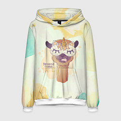 Толстовка-худи мужская Dream come true!, цвет: 3D-белый