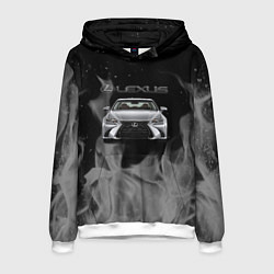 Толстовка-худи мужская Lexus лексус огонь, цвет: 3D-белый