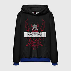 Толстовка-худи мужская Японский демон Oni, цвет: 3D-синий