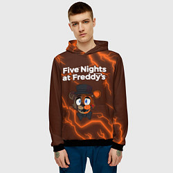 Толстовка-худи мужская FNAF - ФРЕДДИ - Молнии, цвет: 3D-черный — фото 2
