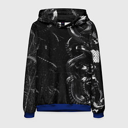 Толстовка-худи мужская Змеиный Паттерн Snake Black, цвет: 3D-синий