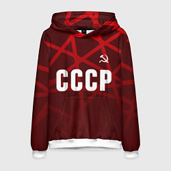 Толстовка-худи мужская СССР КРАСНЫЕ ЛИНИИ, цвет: 3D-белый