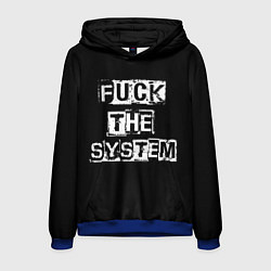 Толстовка-худи мужская FACK THE SYSTEM, цвет: 3D-синий