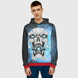 Толстовка-худи мужская Череп-монстр в молниях, цвет: 3D-красный — фото 2
