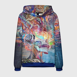 Толстовка-худи мужская Cyber skull Vanguard pattern, цвет: 3D-синий