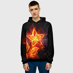 Толстовка-худи мужская Flower Neon Fashion 2035 Flame, цвет: 3D-черный — фото 2