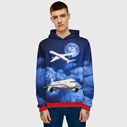 Толстовка-худи мужская Пассажирский самолет Ту-214, цвет: 3D-красный — фото 2