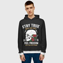 Толстовка-худи мужская Сила в правде, а правда в рок-н-ролле!, цвет: 3D-белый — фото 2