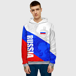 Толстовка-худи мужская RUSSIA - SPORTWEAR - ТРИКОЛОР, цвет: 3D-меланж — фото 2