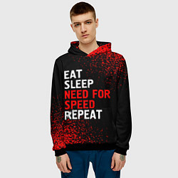 Толстовка-худи мужская Eat Sleep Need for Speed Repeat - Спрей, цвет: 3D-черный — фото 2