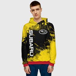 Толстовка-худи мужская СУБАРУ - SUBARU Желтые пятна, цвет: 3D-красный — фото 2