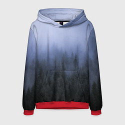 Толстовка-худи мужская Лес в ночи, цвет: 3D-красный
