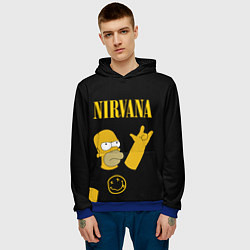 Толстовка-худи мужская NIRVANA ГОМЕР СИМПСОН, SIMPSONS, цвет: 3D-синий — фото 2