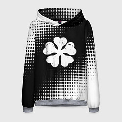 Толстовка-худи мужская Белый логотип Черный клевер на черном, цвет: 3D-меланж