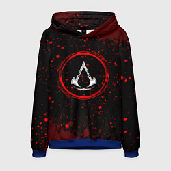 Толстовка-худи мужская Символ Assassins Creed и краска вокруг на темном ф, цвет: 3D-синий
