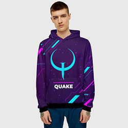 Толстовка-худи мужская Символ Quake в неоновых цветах на темном фоне, цвет: 3D-черный — фото 2