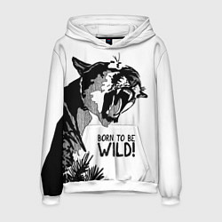 Толстовка-худи мужская Born to be wild! Cougar, цвет: 3D-белый