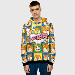 Толстовка-худи мужская Pop art shiba inu, цвет: 3D-черный — фото 2