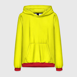 Толстовка-худи мужская Однотонный неоновый лимонный желтый тон, цвет: 3D-красный