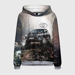 Толстовка-худи мужская Toyota Land Cruiser 200 в пещере со скальными рису, цвет: 3D-меланж