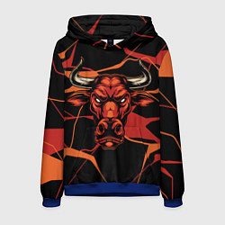 Толстовка-худи мужская Голова красного быка, цвет: 3D-синий