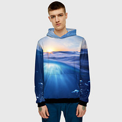 Толстовка-худи мужская Грань между небом и водой, цвет: 3D-черный — фото 2
