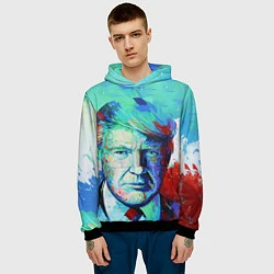 Толстовка-худи мужская Дональд Трамп арт, цвет: 3D-черный — фото 2