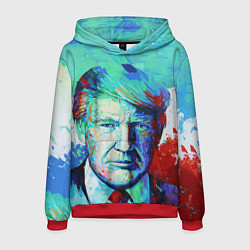 Толстовка-худи мужская Дональд Трамп арт, цвет: 3D-красный