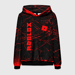 Толстовка-худи мужская ROBLOX красный логотип, цвет: 3D-черный
