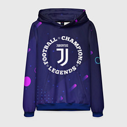 Толстовка-худи мужская Символ Juventus и круглая надпись Football Legends, цвет: 3D-синий