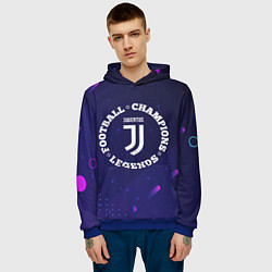 Толстовка-худи мужская Символ Juventus и круглая надпись Football Legends, цвет: 3D-синий — фото 2