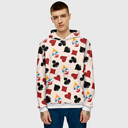 Толстовка-худи мужская Джокер карты масть cards joker clown, цвет: 3D-белый — фото 2